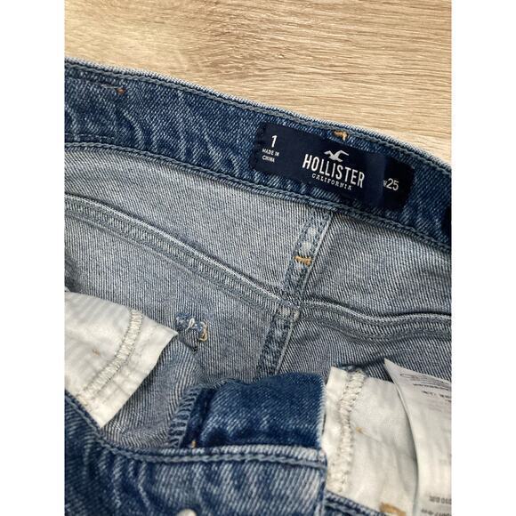Hollister Women's High-Rise Denim Shorts Sz 1 Blue Floral Embroidered Distressed - Picture 12 of 12